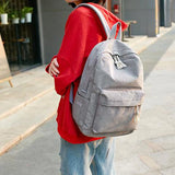 Corduroy Women Backpack School Bag Striped Rucksack Mochila
