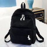 Corduroy School Backpacks For Teenage Girls Striped Rucksack