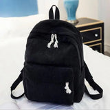 Corduroy Women Backpack School Bag Striped Rucksack Mochila