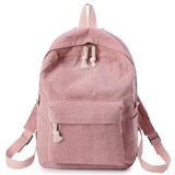 Corduroy Women Backpack Striped School Bag Rucksack