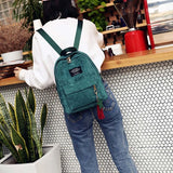 Women Backpack Corduroy School Bookbag Tassel Daypack Large Capacity