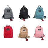 Corduroy Women Backpack Tassel Daypack Large Capacity for Teenager Girls