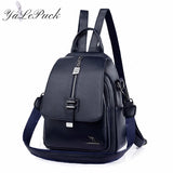 Women Backpack Leather Women Bag School Bags Multifunction Large Capacity