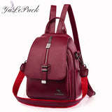Women Backpack Leather Women Bag School Bags Multifunction Large Capacity