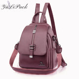 Women Backpack Leather Women Bag School Bags Multifunction Large Capacity