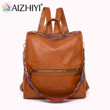 Women Backpack Retro PU College Shoulder School Bags Casual Rucksack