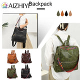 Women Backpack Retro PU College Shoulder School Bags Casual Rucksack
