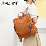 Women Backpack Retro PU College Shoulder School Bags Casual Rucksack