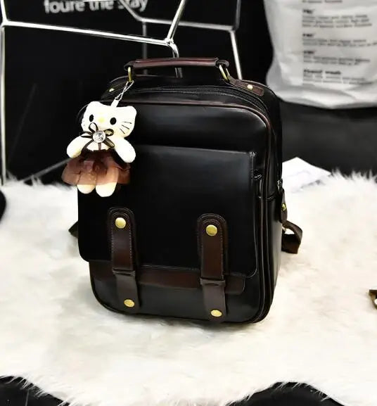 Women Backpack College Style Leather School Backpacks