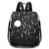 Flower Print Women School Backpack Travel Shoulder Bag