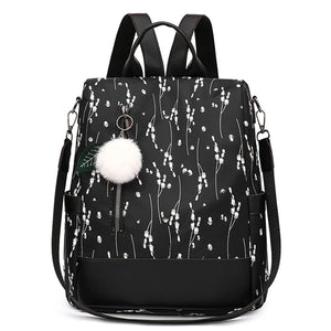 Flower Print Women School Backpack Travel Shoulder Bag