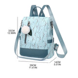 Flower Print Women School Backpack Travel Shoulder Bag