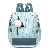 Flower Print Women School Backpack Travel Shoulder Bag