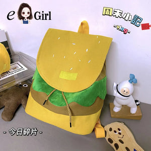 Hamburger Canvas School Bag Girl Creative Storage Bags