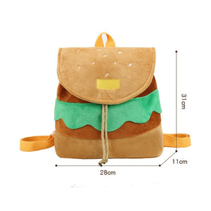 Hamburger Shape Women Backpack Drawstring Multi-Function Bag