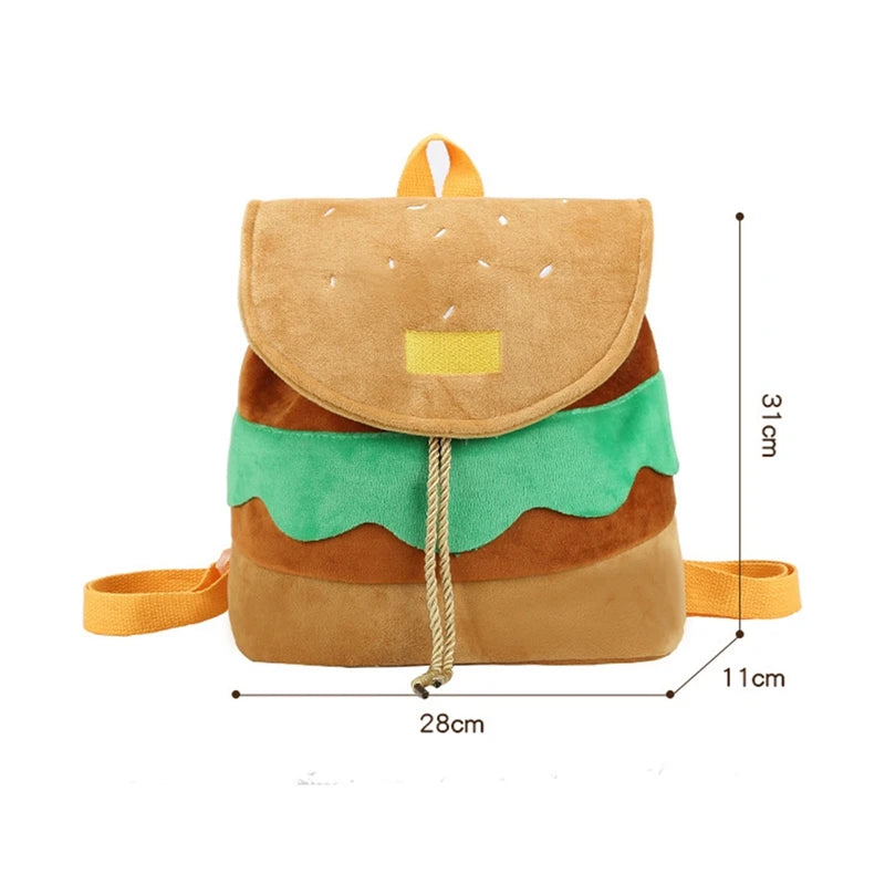 Hamburger Shape Women Backpack Drawstring Multi-Function Bag