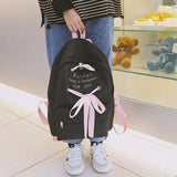 Women Backpack Lady Nylon School Backpack Fresh Bow Animal Pink