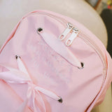 Women Backpack Lady Nylon School Backpack Fresh Bow Animal Pink
