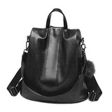 Women Leather School Backpack Anti-theft Travel Bag Casual
