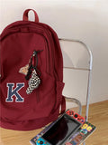 Women Backpack Letter Embroidery Laptop Travel Zipper High Capacity School Bags