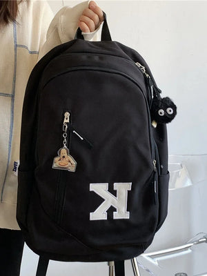 Women Backpack Letter Embroidery Laptop Travel Zipper High Capacity School Bags