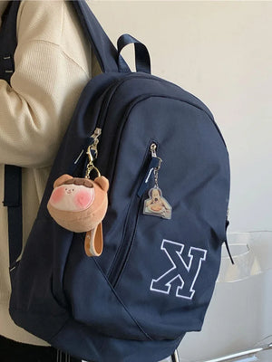 Women Backpack Letter Embroidery Laptop Travel Zipper High Capacity School Bags