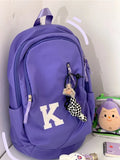 Women Backpack Letter Embroidery Laptop Travel Zipper High Capacity School Bags