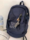 Women Backpack Letter Embroidery Laptop Travel Zipper High Capacity School Bags