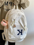 Women Backpack Letter Embroidery Laptop Travel Zipper High Capacity School Bags