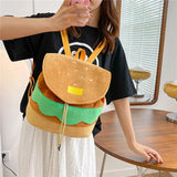 Hamburger Shaped Drawstring Backpack Shoulder Bag Multi-Function Handbag
