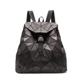 Luminous Geometric Plaid Sequin Female Backpack for Teen Girls