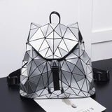 Luminous Geometric Plaid Sequin Female Backpack for Teen Girls
