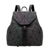Luminous Geometric Plaid Sequin Female Backpack for Teen Girls