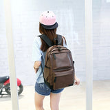 Vintage PU Leather Backpack Large Capacity School Bags For Girls