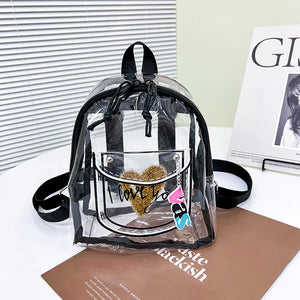 Mini Transparent PVC Rucksack Girl Clear School Bag Travel Shoulder Mochila