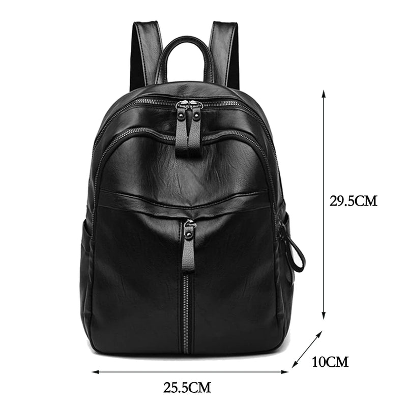 Women Backpack Multi-Pockets PU Leather Shoulder Bag