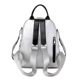 Women Backpack Multifunctional PU Leather Small Bagpack Silver