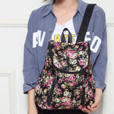 Floral Print Nylon Backpack Large Capacity Travel School Bag
