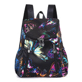 Floral Print Nylon Backpack Large Capacity Travel School Bag