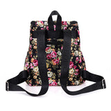 Floral Print Nylon Backpack Large Capacity Travel School Bag