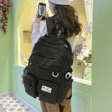 Nylon School Bookbag Daypack for Teen Girls, Large Capacity Rucksack