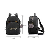 Women Backpack PU Leather School Bags Female Ladies Girl Cartoon Cat Multi-Funct