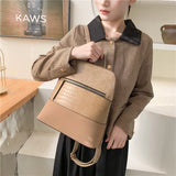 Women Backpack Patchwork Leather Backpacks Softback Bags Name Bag Preppy Style B