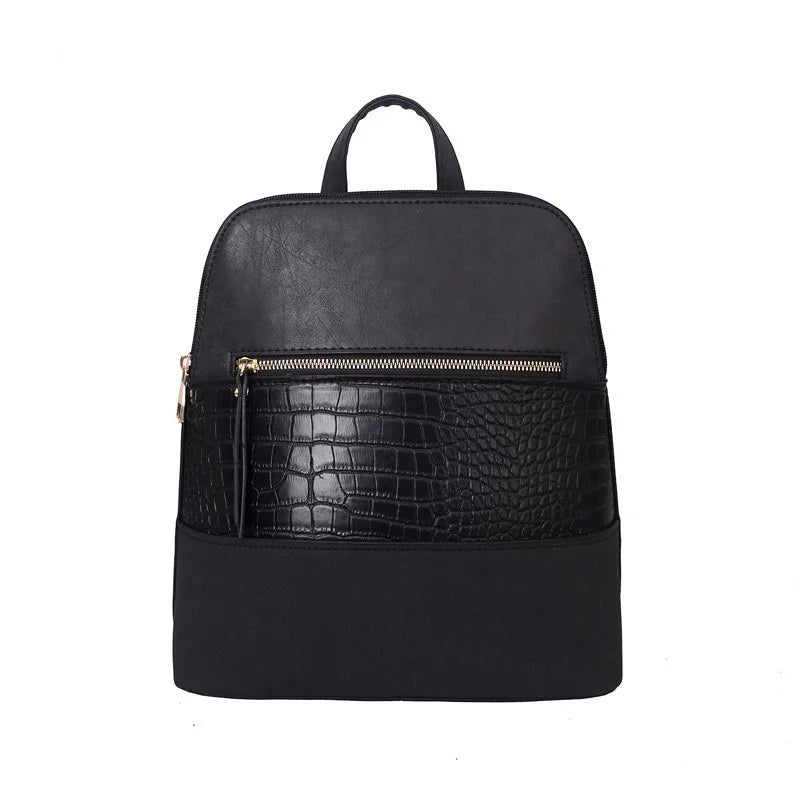 Women Backpack Patchwork Leather Backpacks Softback Bags Name Bag Preppy Style B