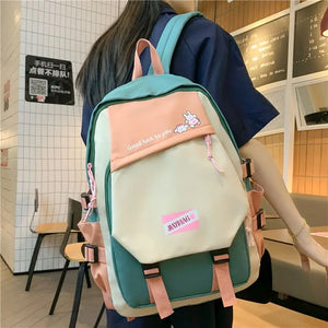 Patchwork Backpack for Teenager Girls Travel Bagpack College School Bag