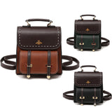 Vintage Leather Preppy Female Backpack Little Bee School College Backpack