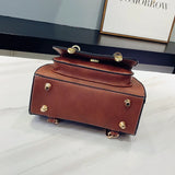 Vintage Leather Women Backpack Little Bee School Bag
