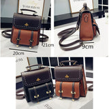 Vintage Leather Preppy Female Backpack College Travel Bag Mochila