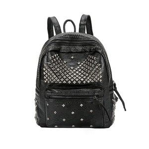 Women Backpack Rivet Studded School Bookbag Daypack Anti Theft Rucksack