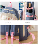Teenage Girl Backpack SchoolBags 5PCS Set Anti-theft Shoulder Bag Big Capacity